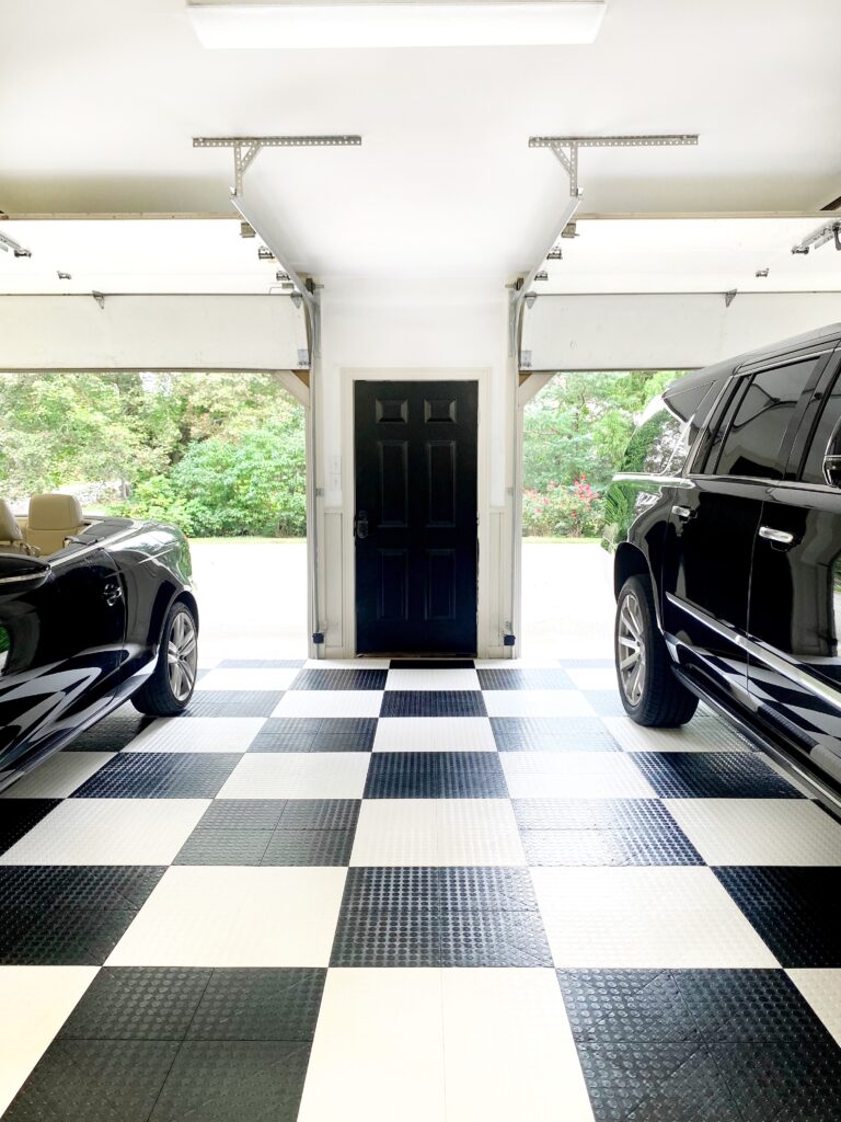 black and white garage flooring tile