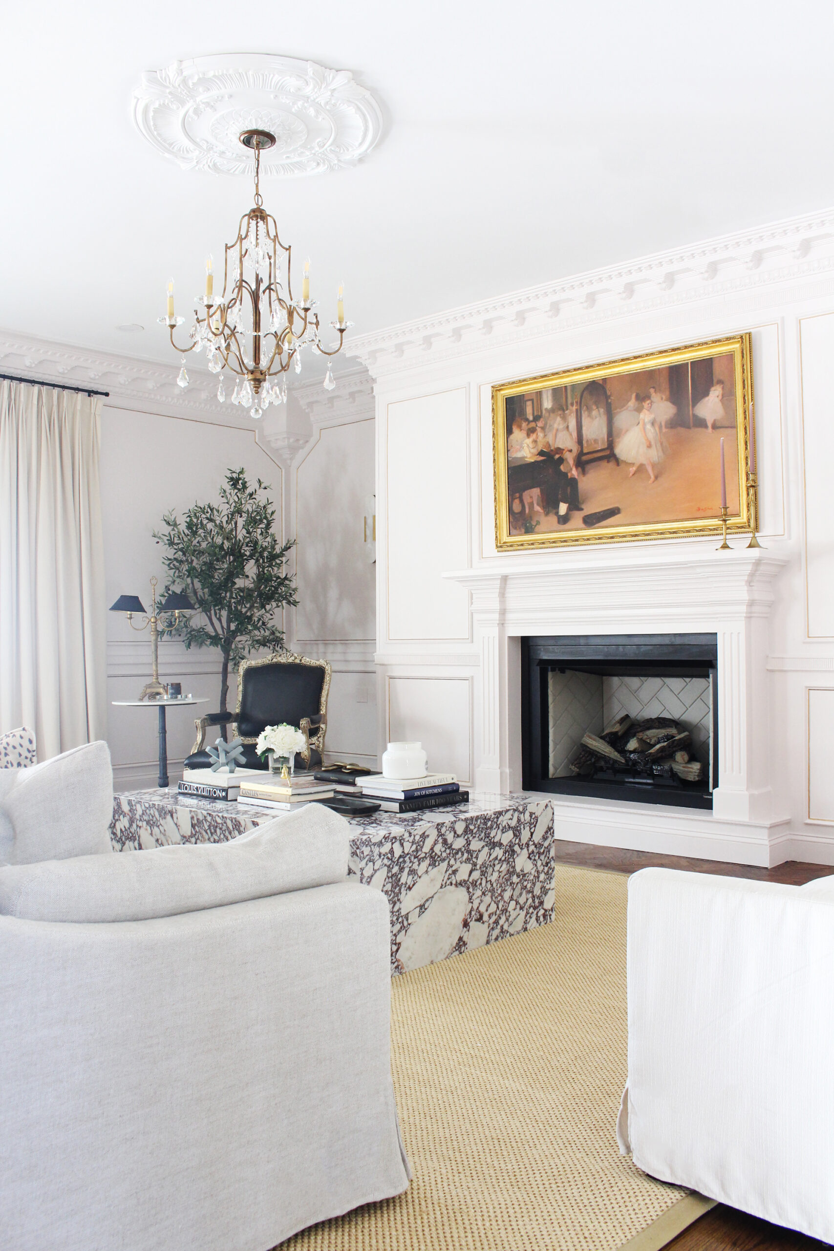 Bright Living Room With Chandelier Lighting Source