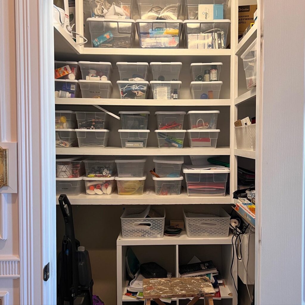 Unorganized Craft Closet