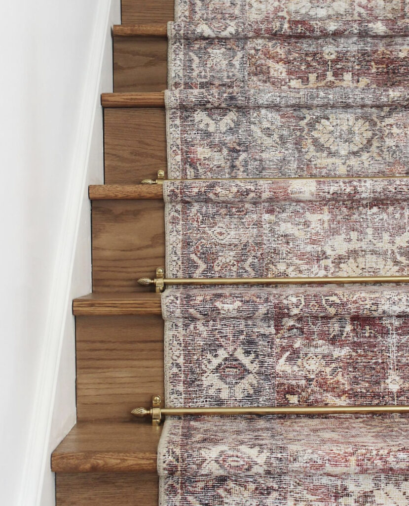 Stair Runner With Warm Wood Tones To Compliment