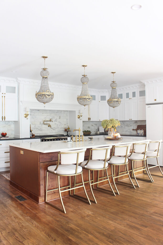 Neutral Single Kitchen Island With Elevated Finishes