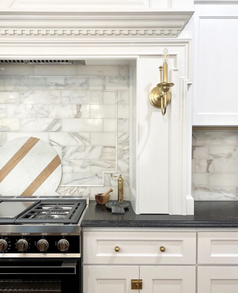 Neutral Kitchen Backsplash Fastened Using Musclebound Tile Adhesive