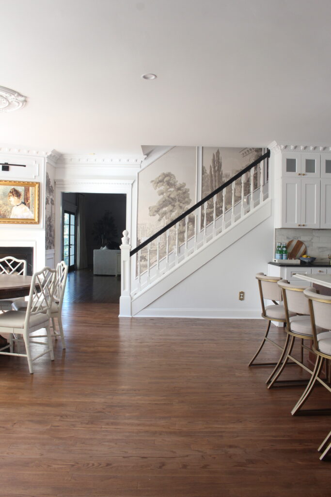 Neutral Wallpaper Mural Accent To Kitchen Stairs