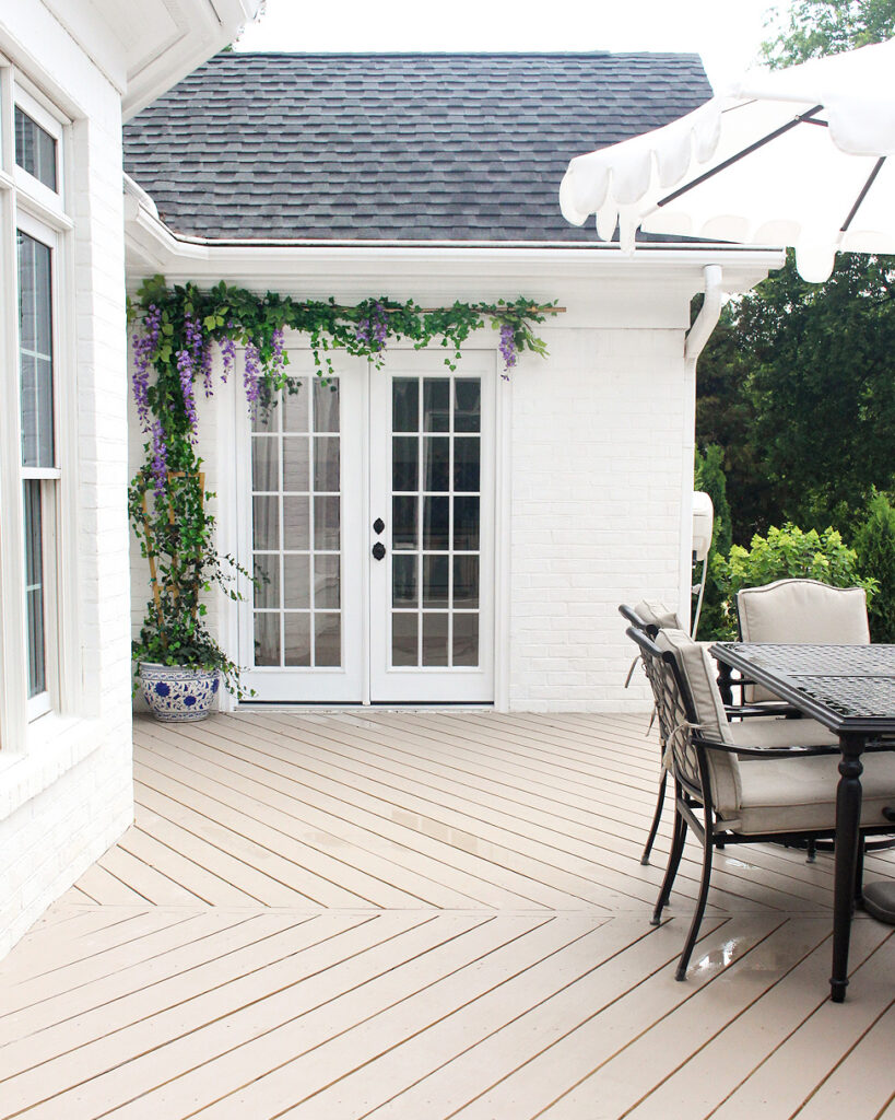 White Exterior French Doors Leading To Pool House