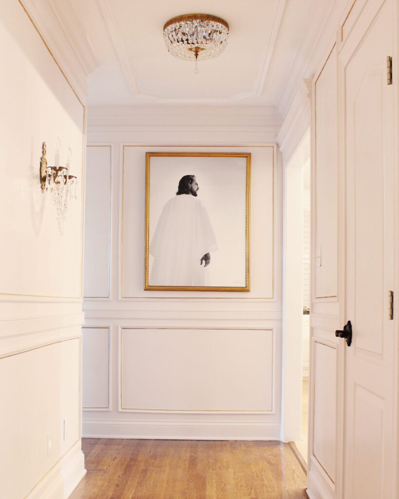 White Hallway With Gold Trim Using Rub 'n Buff